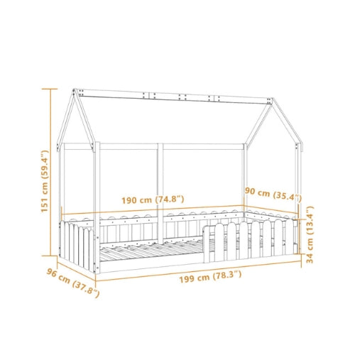 Lit Cabane Montessori 90x190 en Bois Massif pour enfant 2 ans et plus