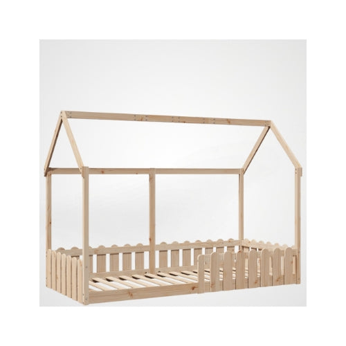 Lit Cabane Montessori 90x190 en Bois Massif pour enfant 2 ans et plus